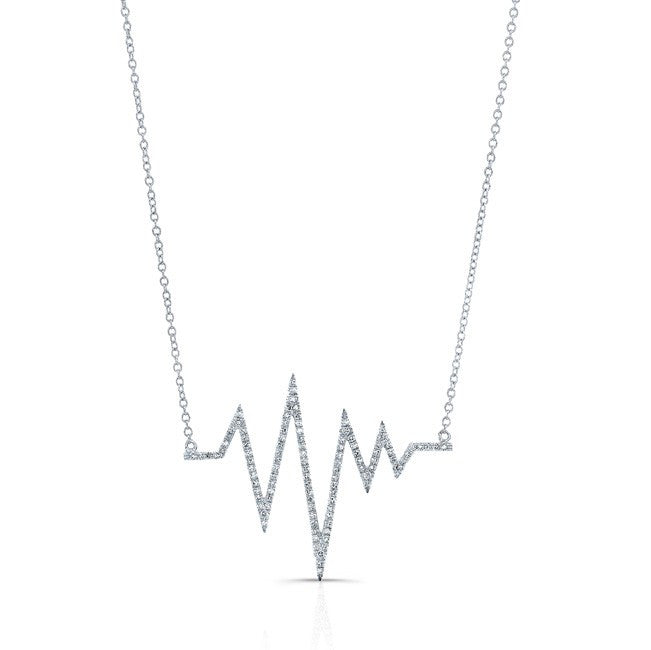 14KT White Gold Diamond Heartbeat Necklace