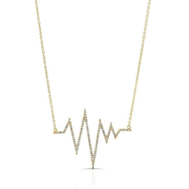 14KT Yellow Gold Diamond Heartbeat Necklace
