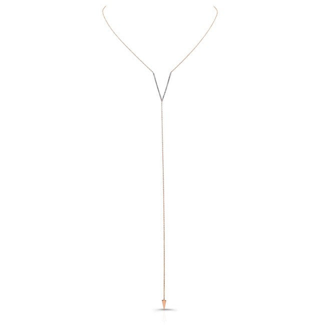 14KT Rose Gold Diamond V Bikini Lariat Necklace