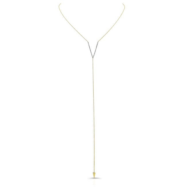 14KT Yellow Gold Diamond V Bikini Lariat Necklace