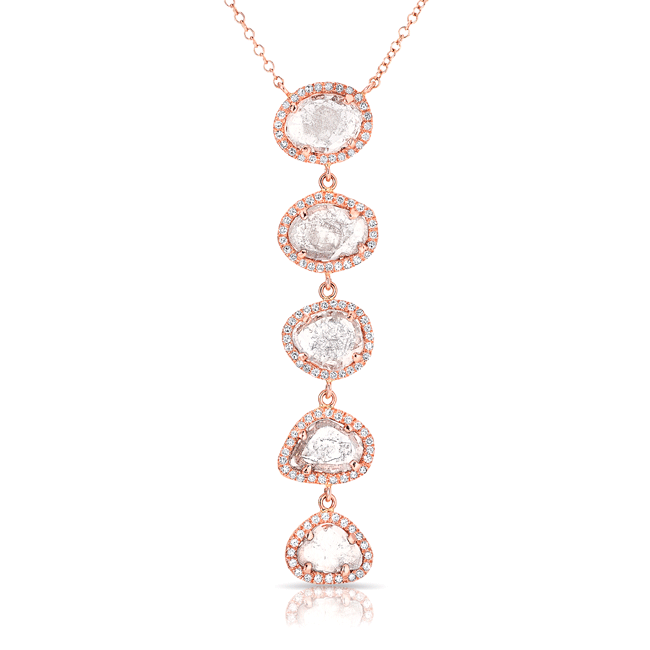 14KT Rose Gold Diamond Slice Drop Necklace