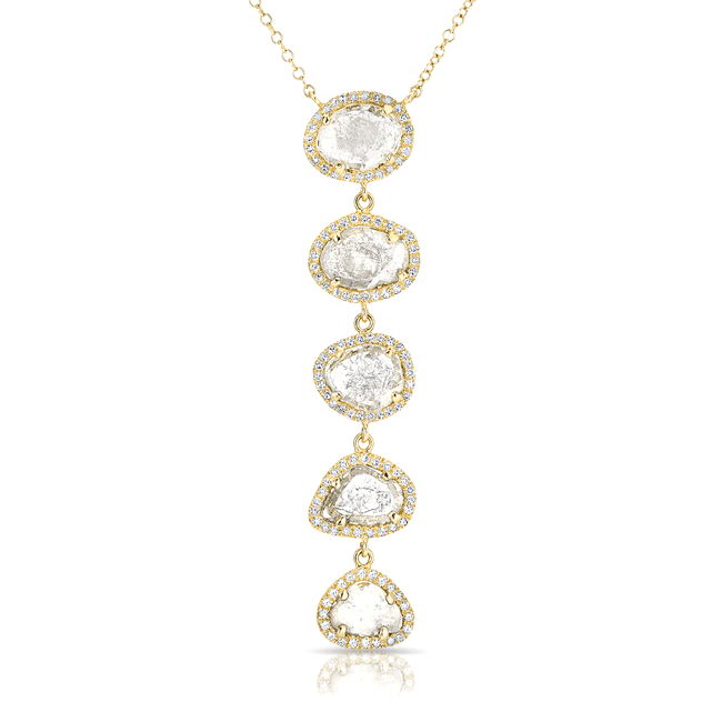 14KT Yellow Gold Diamond Slice Drop Necklace