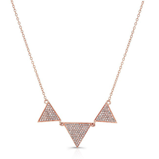 14KT Rose Gold Diamond Triple Triangle Necklace