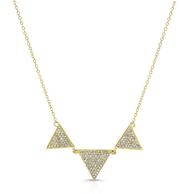 14KT Yellow Gold Diamond Triple Triangle Necklace