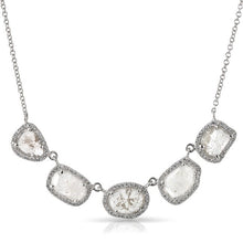 14KT White Gold 5 Diamond Slice Princess Necklace