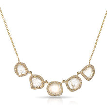 14KT Yellow Gold 5 Diamond Slice Princess Necklace