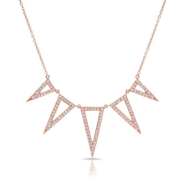 14KT Rose Gold Diamond 5 Open Triangle Necklace