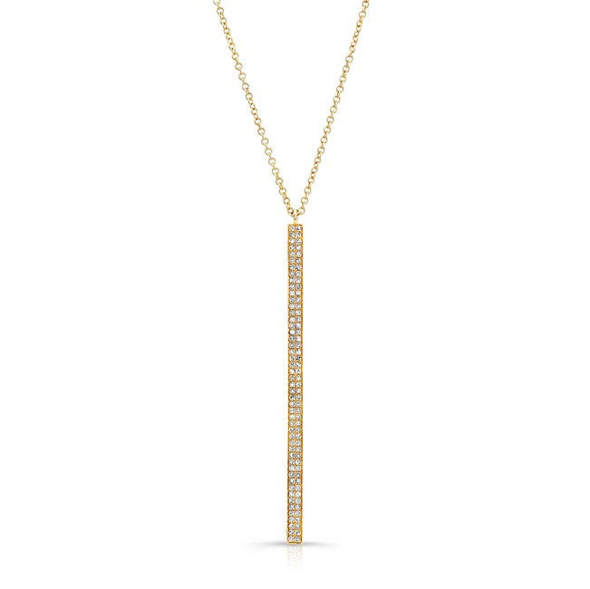 14KT Yellow Gold Diamond Beam Necklace