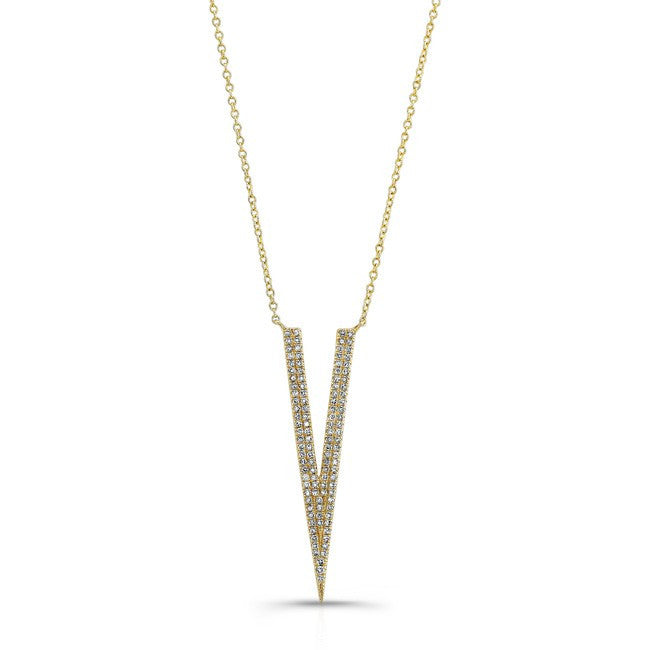 14KT Yellow Gold Diamond Double Narrow V Necklace