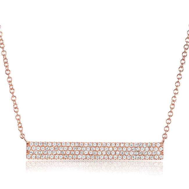 14KT Rose Gold Diamond Long Brick Necklace