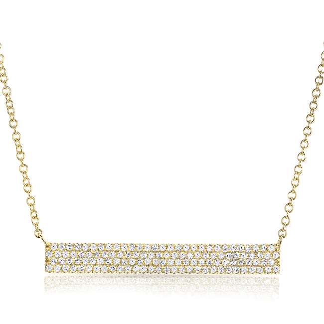 14KT Yellow Gold Diamond Long Brick Necklace
