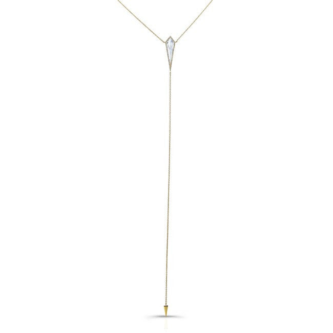 14KT Yellow Gold Diamond White Topaz Bikini Lariat Necklace