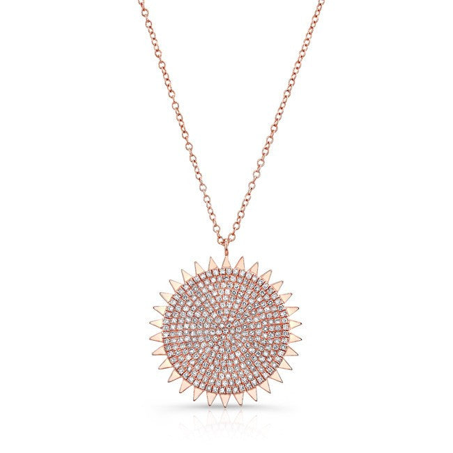 14KT Rose Gold Diamond Sun Necklace
