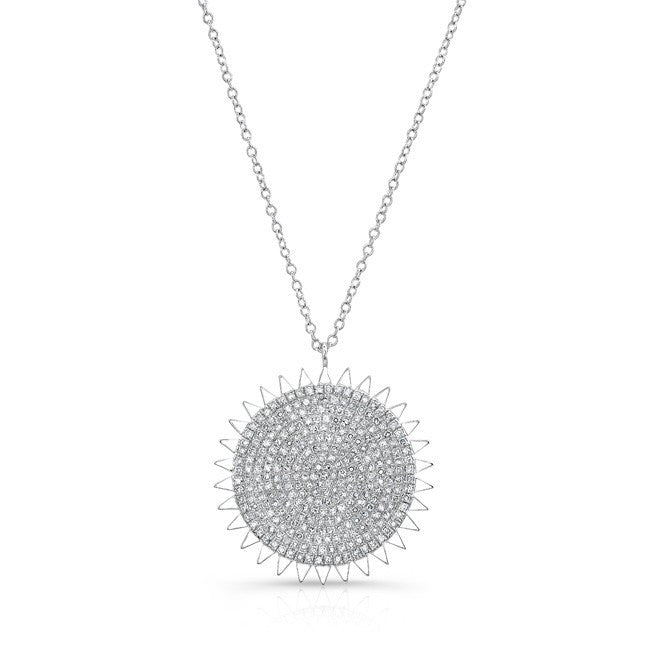14KT White Gold Diamond Sun Necklace