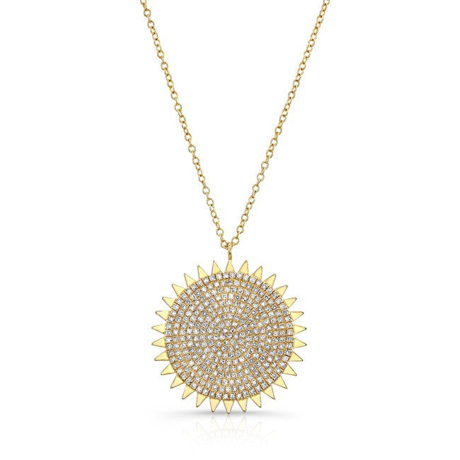 14KT Yellow Gold Diamond Sun Necklace