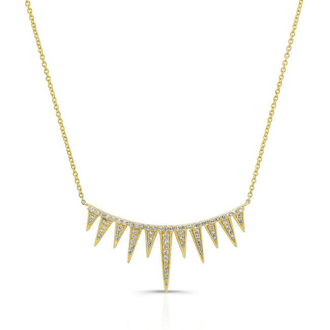 14KT Yellow Gold Diamond Spiked Tiara Necklace