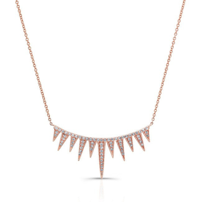 14KT Rose Gold Diamond Spiked Tiara Necklace