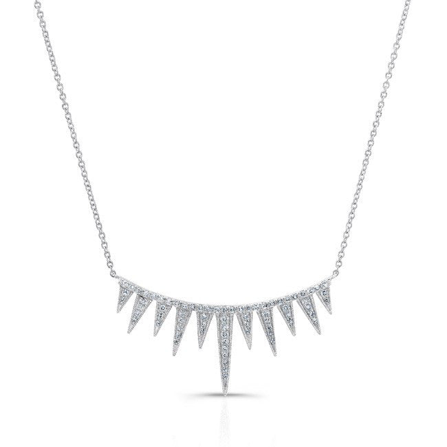 14KT White Gold Diamond Spiked Tiara Necklace