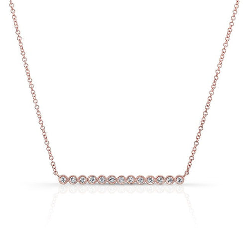 14KT Rose Gold Bezel Set Diamond Bar Necklace