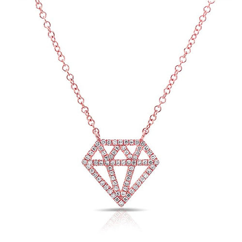 14KT Rose Gold Bling Diamond Necklace
