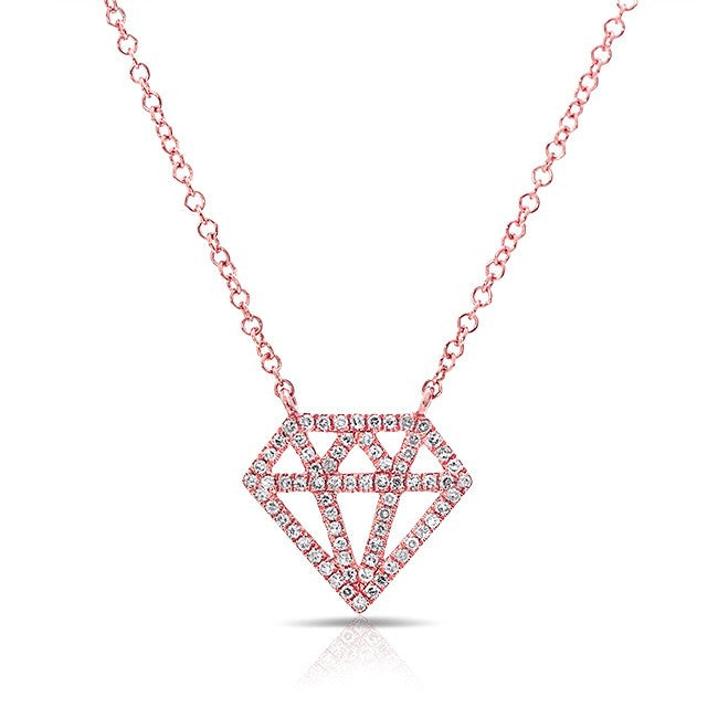 14KT Rose Gold Bling Diamond Necklace