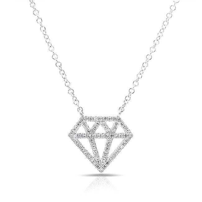 14KT White Gold Bling Diamond Necklace