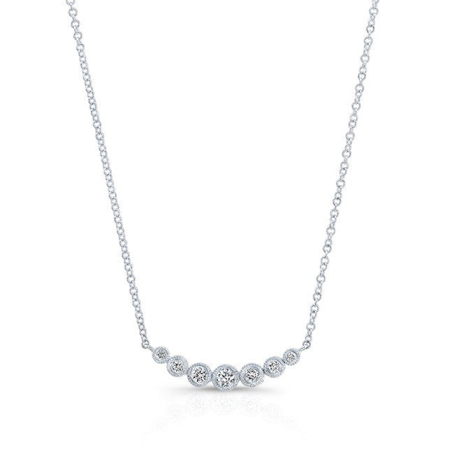 14KT White Gold Bezel Set Diamond Hazel Necklace