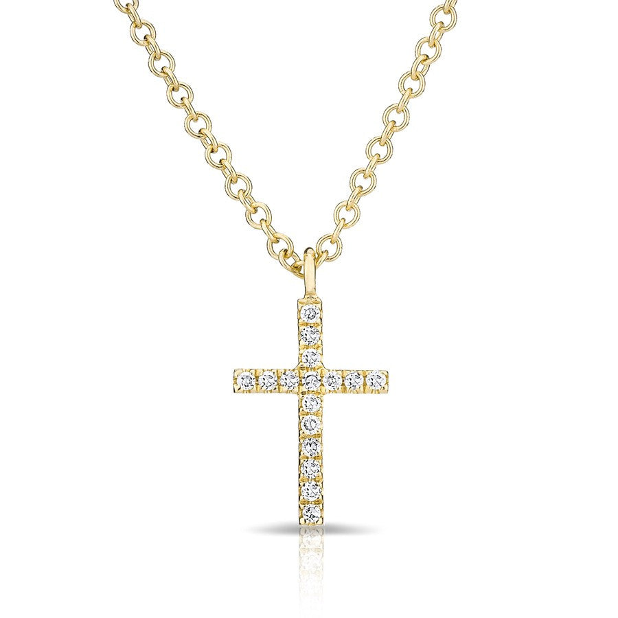 14KT Yellow Gold Diamond Cross Necklace
