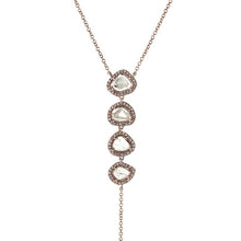14KT Rose Gold 4 Drop Diamond Slice Lariat Necklace