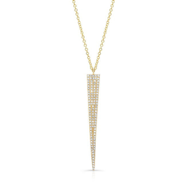 14KT Yellow Gold Diamond Long Triangle Necklace