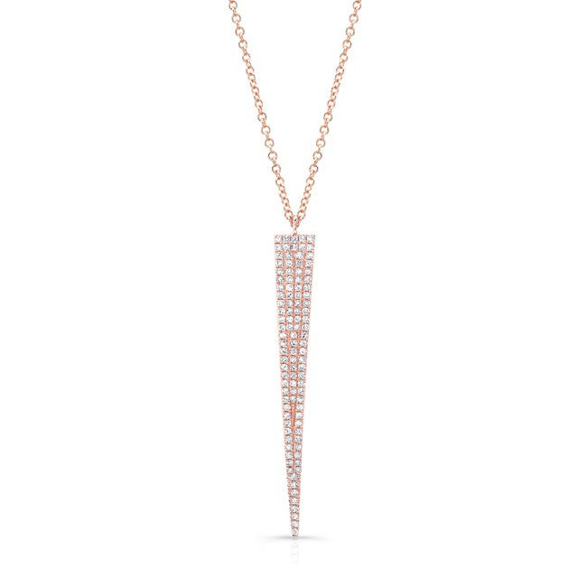 14KT Rose Gold Diamond Long Triangle Necklace