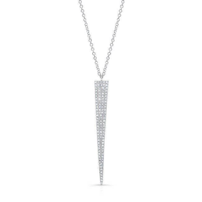 14KT White Gold Diamond Long Triangle Necklace