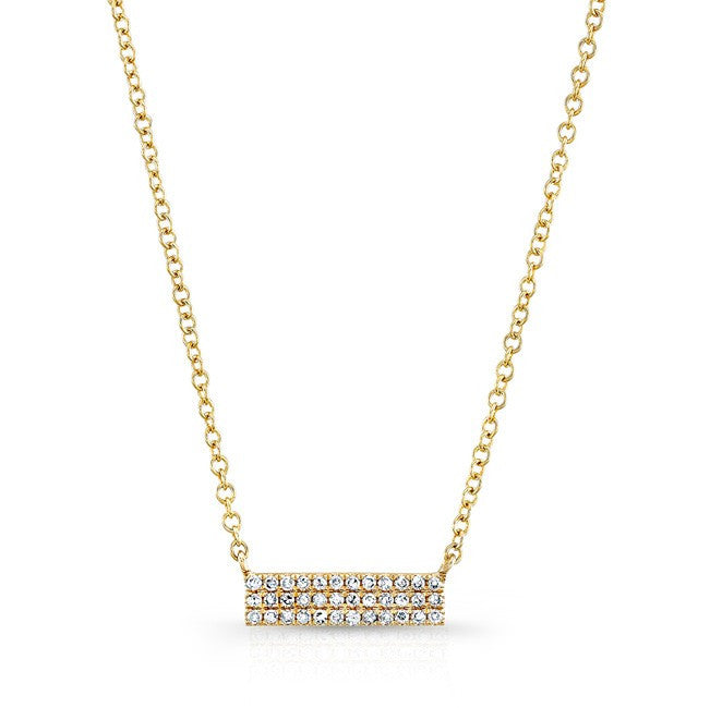 14KT Yellow Gold Diamond Brick Necklace
