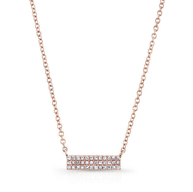 14KT Rose Gold Diamond Brick Necklace