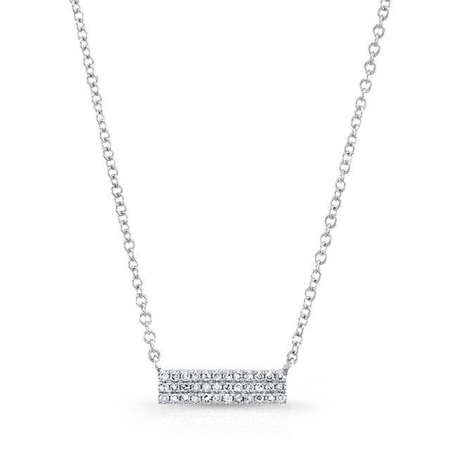 14KT White Gold Diamond Brick Necklace