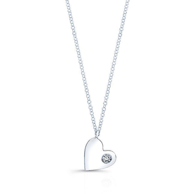 14KT White Gold Diamond In My Heart Necklace