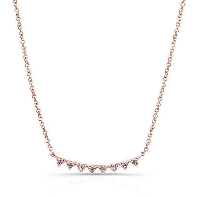 14KT Rose Gold Diamond Triangle Crescent Necklace