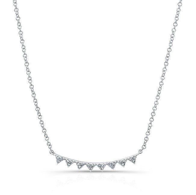 14KT White Gold Diamond Triangle Crescent Necklace
