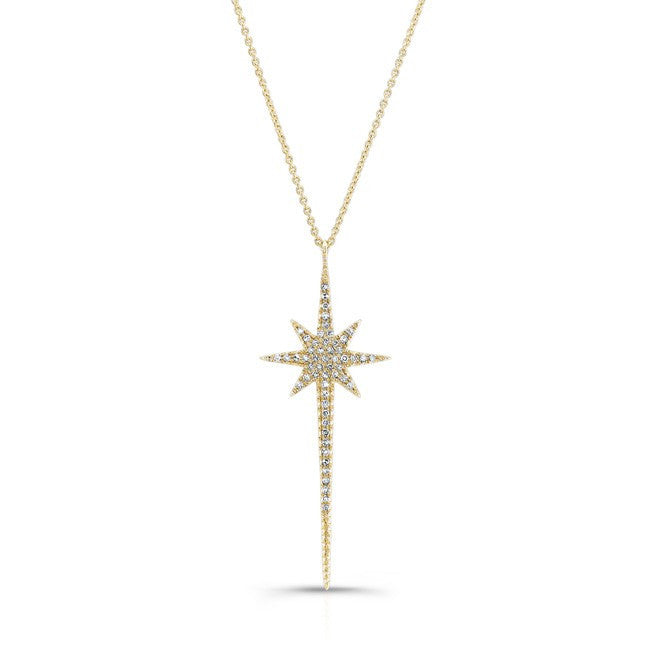 14KT Yellow Gold Diamond Star Wand Necklace