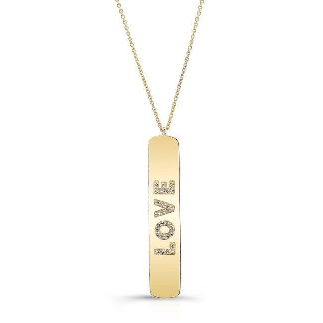 14KT Yellow Gold Diamond Love Tag Necklace