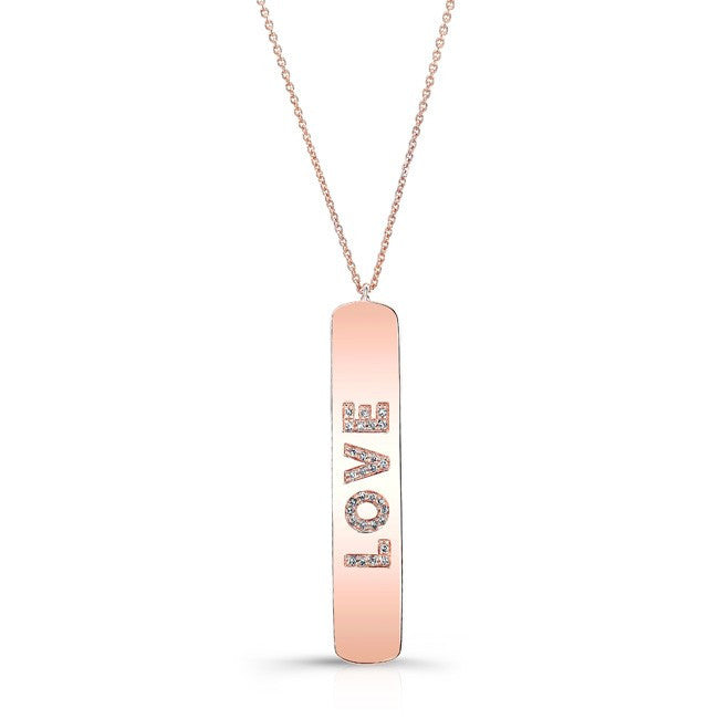 14KT Rose Gold Diamond Love Tag Necklace