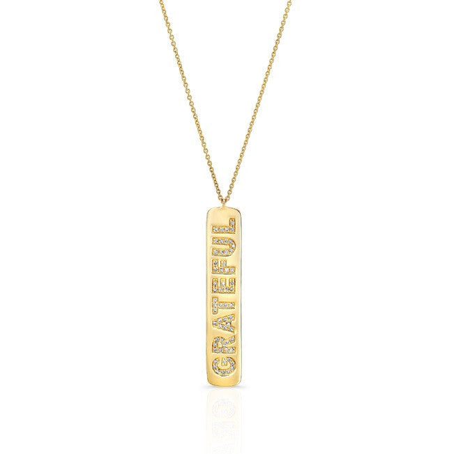 14KT Yellow Gold Diamond Grateful Tag Necklace