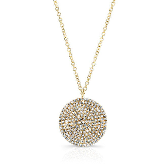 14KT Yellow Gold Large Diamond Disc Necklace