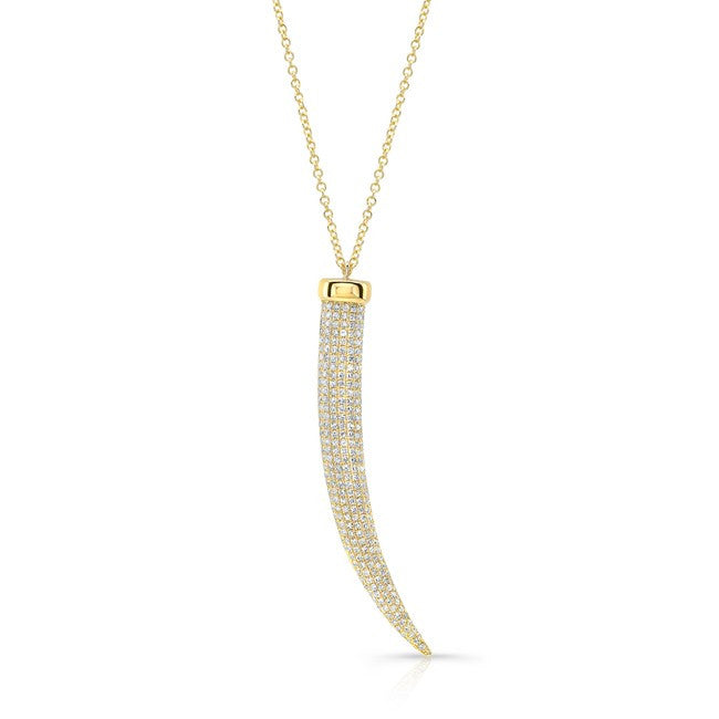 14KT Yellow Gold Diamond Tusk Necklace