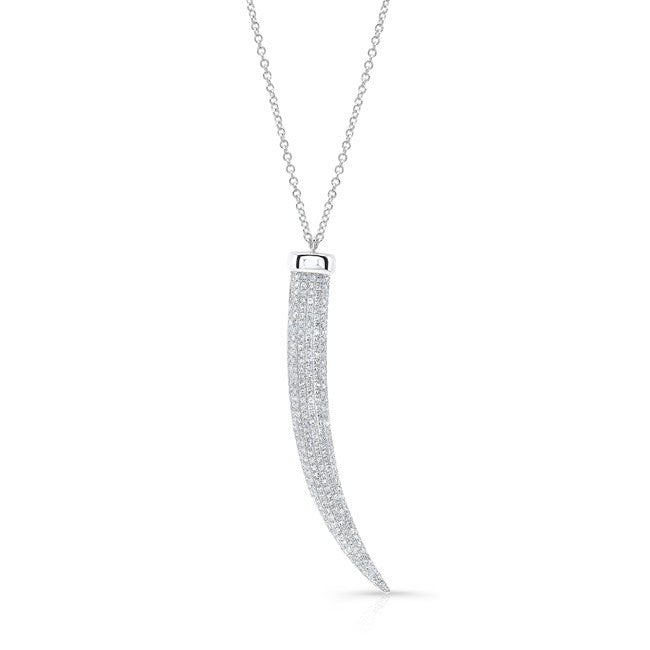 14KT White Gold Diamond Tusk Necklace