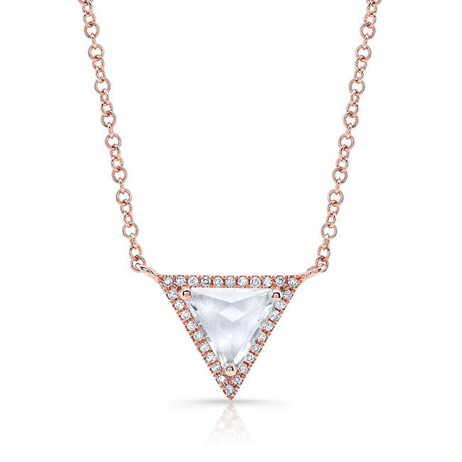 14KT Rose Gold White Topaz Triangle Diamond Necklace