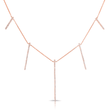 14KT Rose Gold Diamond Dangling Long Bars Necklace
