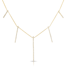 14KT Yellow Gold Diamond Dangling Long Bars Necklace
