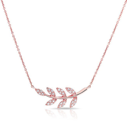 14KT Rose Diamond Branch Crescent Necklace