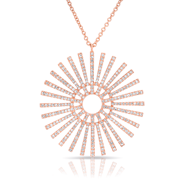 14KT Rose Gold Diamond Sun Rays Necklace